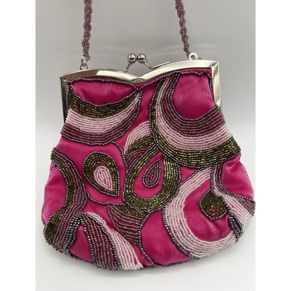 Inge Christopher Beaded Art Deco 1920s Style Vintage Evening Purse Handbag Pink - Picture 2 of 11